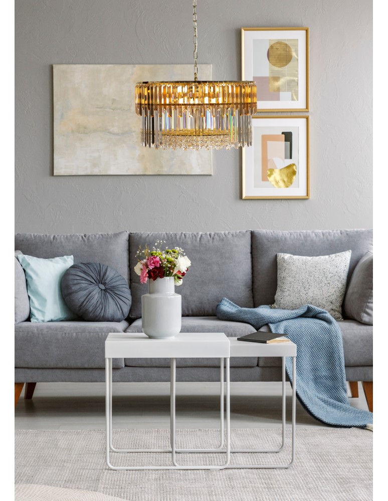 Glamour pendant lamps - Zuma Line Camille Pendant Lamp Gold/Transparent+Amber 19101/16. - product kolory-swiatla.pl 2