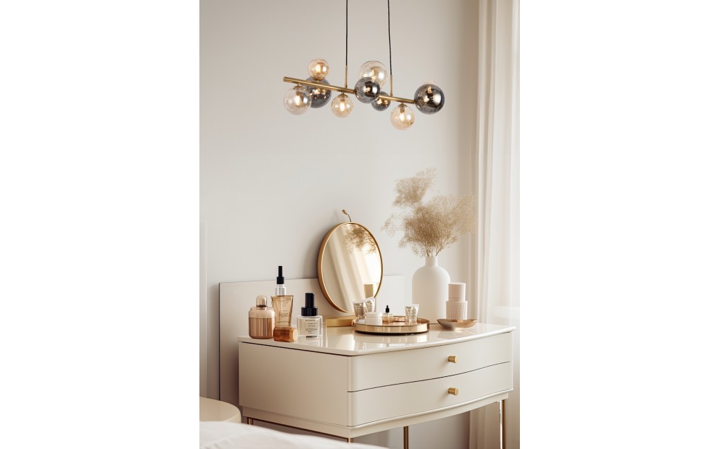 Zuma Line Villa Lampa Wisząca Złoty/Szary/Bursztynowy Md5918-10-Egn