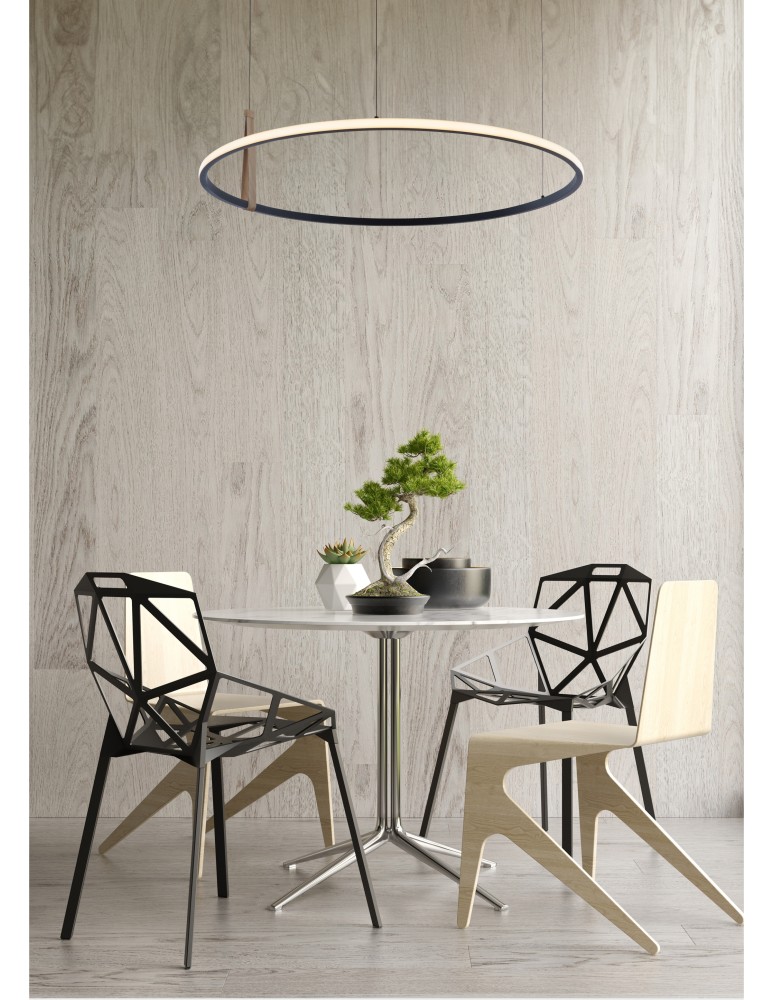 Pendant lamps circles - Zuma Line Claud Pendant Ring with Light Colour Switch 3000K/4000K/6000K Black/Wood 22808-Wood. - product kolory-swiatla.pl 5