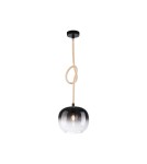 Pendant lamps - Paul Neuhaus Luma 1 Pendant Illuminated Wire Glass Shade E27 Black 2410-18 - product 2