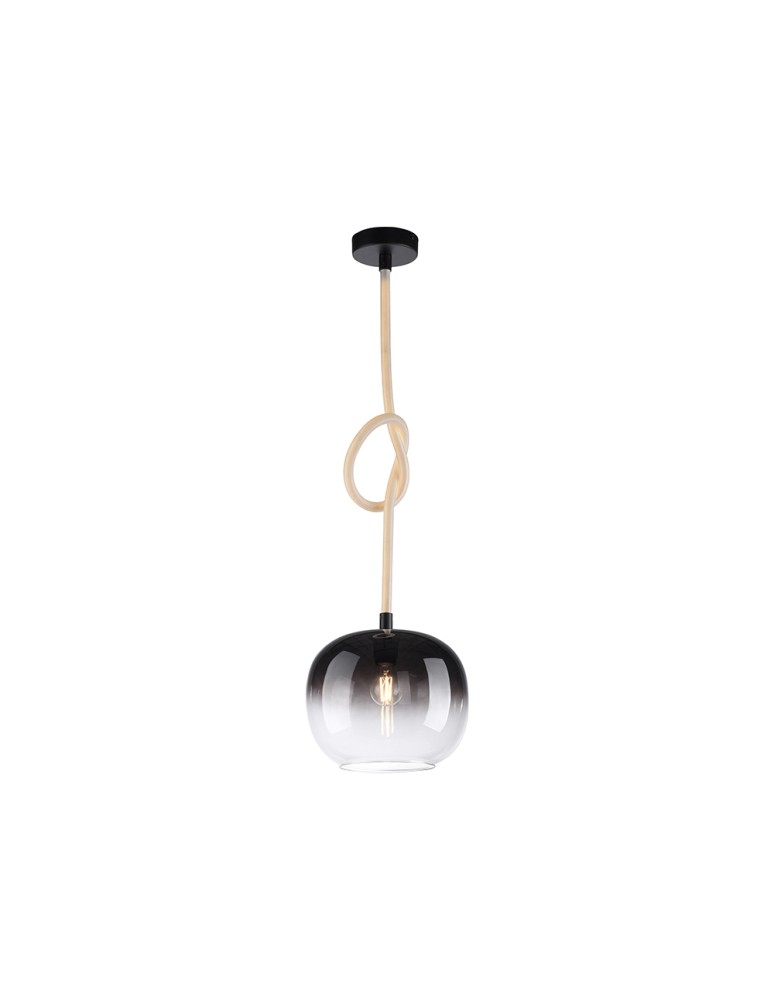 Pendant lamps - Paul Neuhaus Luma 1 Pendant Illuminated Wire Glass Shade E27 Black 2410-18 - product kolory-swiatla.pl 2