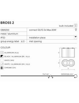 Azzardo BROSS 2 WHITE/ALUMINIUM 2xGU10 Natynkowa Biały/Aluminium AZ0784 - produkt 2