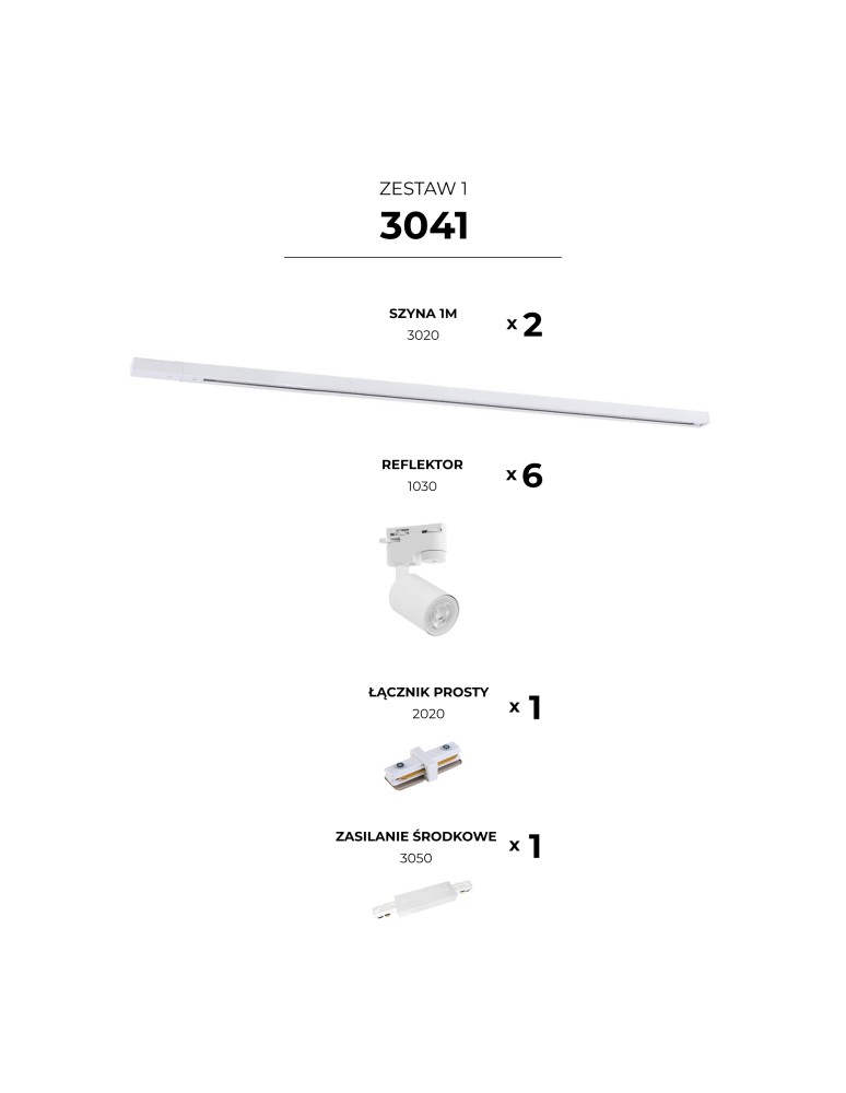 Ready-made rail kits - Zuma Line WHITE 3041 HORIZONTAL SET - product kolory-swiatla.pl 3