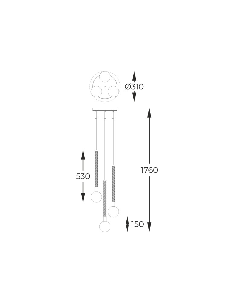 Triple pendant lamps - Zuma Line MIDA BRUSHED brass/golden glass P0583-03B-2GHF Pendant. - product kolory-swiatla.pl 4