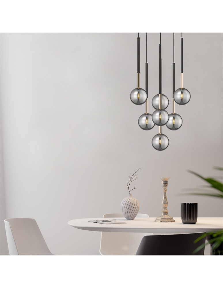 Pendant lamps spheres - Zuma Line ARCTURUS BLACK MAT/French GOLD/Chrome Glass P0574-07F-SDFZ Pendant. - product kolory-swiatla.pl 3