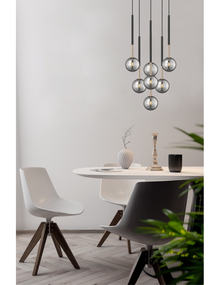 Pendant lamps spheres - Zuma Line ARCTURUS BLACK MAT/French GOLD/Chrome Glass P0574-07F-SDFZ Pendant. - product kolory-swiatla.pl 4