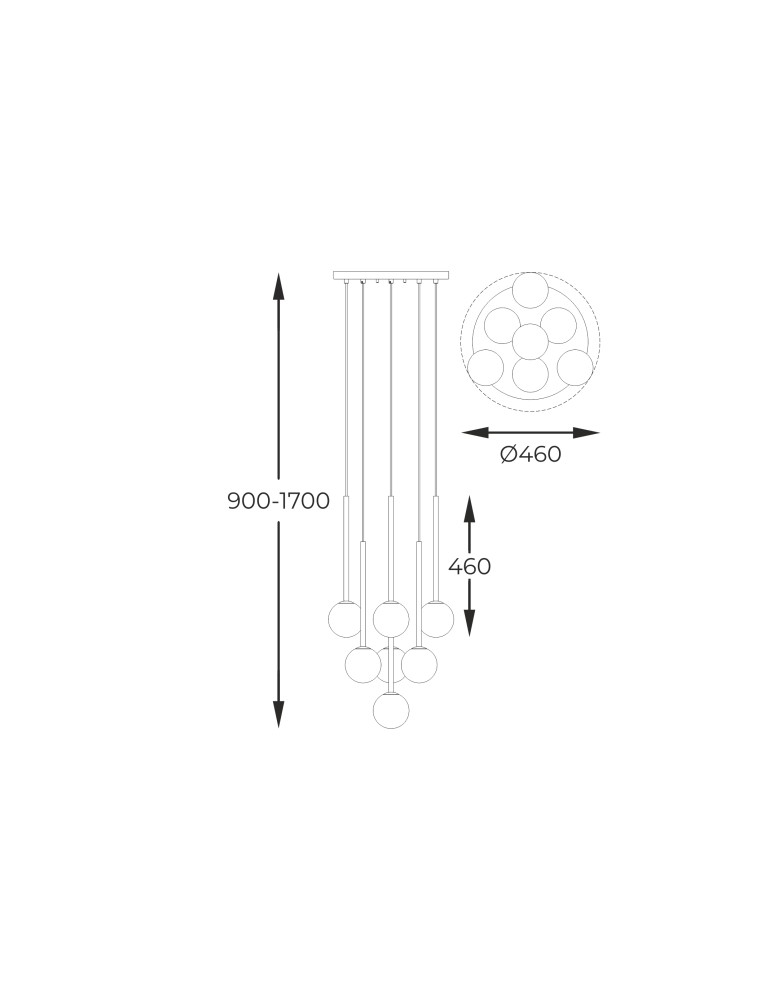 Pendant lamps spheres - Zuma Line ARCTURUS BLACK MAT/French GOLD/Chrome Glass P0574-07F-SDFZ Pendant. - product kolory-swiatla.pl 5