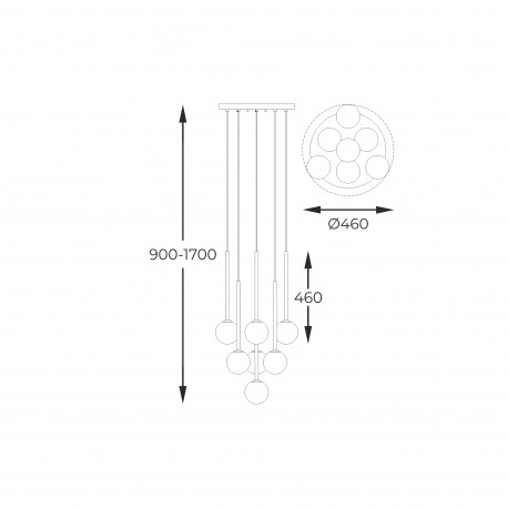 Zuma Line ARCTURUS CZARNY MAT/FRANCUSKIE ZŁOTO/SZKŁO CHROM P0574-07F-SDFZ WISZĄCA