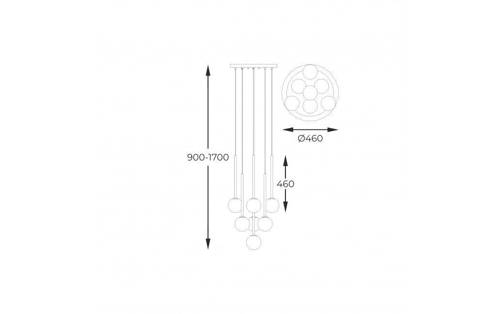 Zuma Line ARCTURUS CZARNY MAT/FRANCUSKIE ZŁOTO/SZKŁO CHROM P0574-07F-SDFZ WISZĄCA