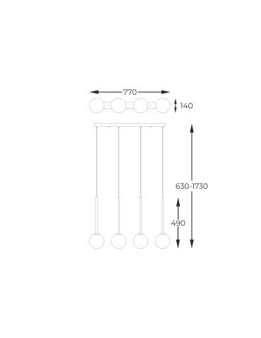 Zuma Line ARCTURUS CZARNY MAT/FRANCUSKIE ZŁOTO/SZKŁO CHROM P0574-04D-SDFZ WISZĄCA - produkt 2