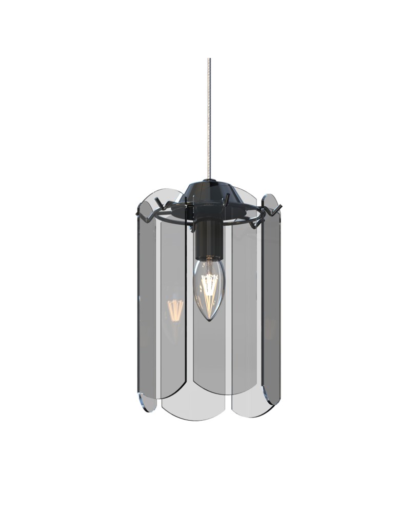 Single pendant lamps - Zuma Line NIRA BLACK CHROME/DARK GLASS MD3523-1-EBCN Pendant. - product kolory-swiatla.pl 3