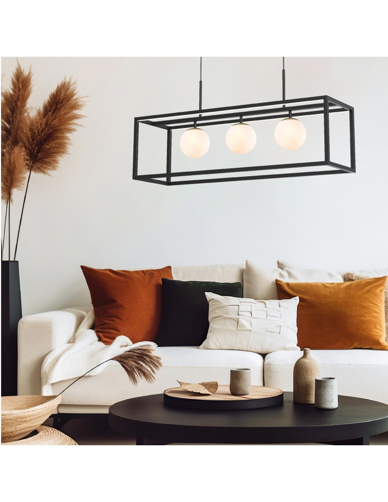 Pendant lamps over the island - Zuma Line PIRO BLACK MAT MD3115-3-3BT Pendant. - product kolory-swiatla.pl 7