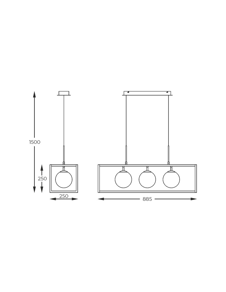 Pendant lamps over the island - Zuma Line PIRO BLACK MAT MD3115-3-3BT Pendant. - product kolory-swiatla.pl 8