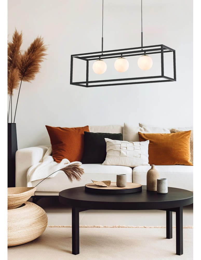 Pendant lamps over the island - Zuma Line PIRO BLACK MAT MD3115-3-3BT Pendant. - product kolory-swiatla.pl 9