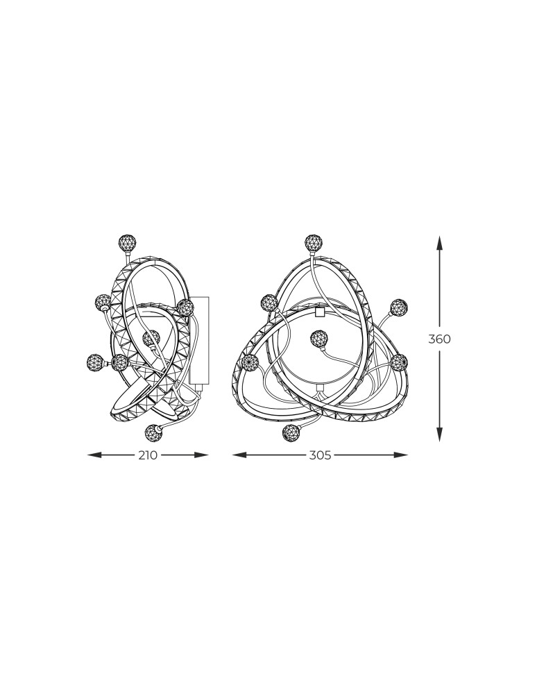 Glamour wall lamps - Zuma Line MAIA BLACK CHROME MB3481-1-3BCT SHINKIT. - product kolory-swiatla.pl 7