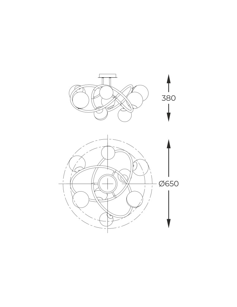 Ceiling lamps spheres - Zuma Line NISYRO BLACK/GOLD MAT MX4922-8-EBGN SUFFOLTAGE. - product kolory-swiatla.pl 2