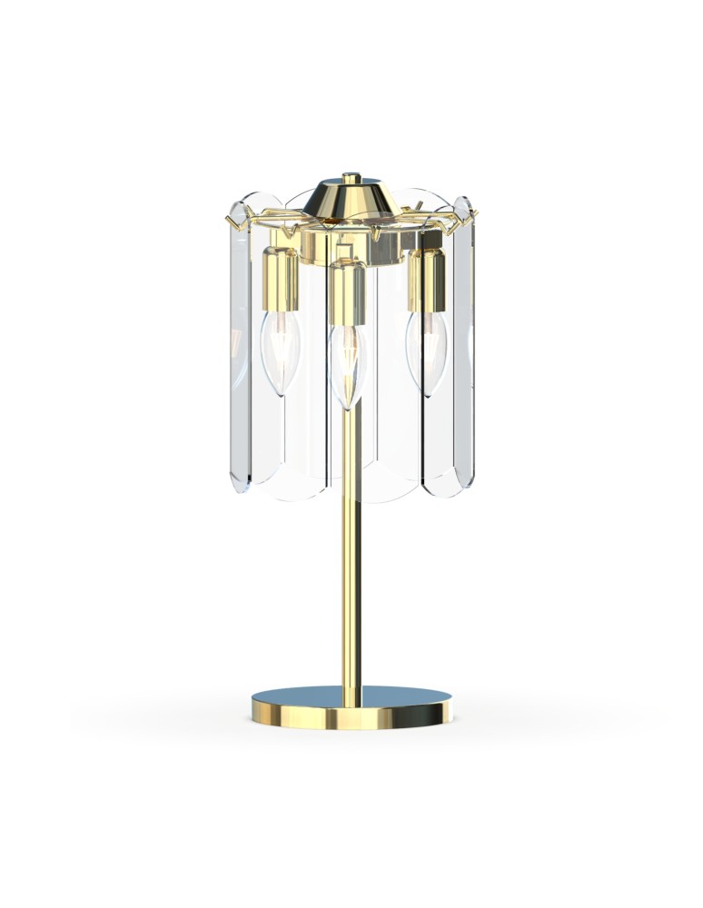 Glamour table lamps - Zuma Line NIRA GOLDEN/ TRANSLARGE GLASS MT3523-3S-EGN TABLE TOWER - product kolory-swiatla.pl 1