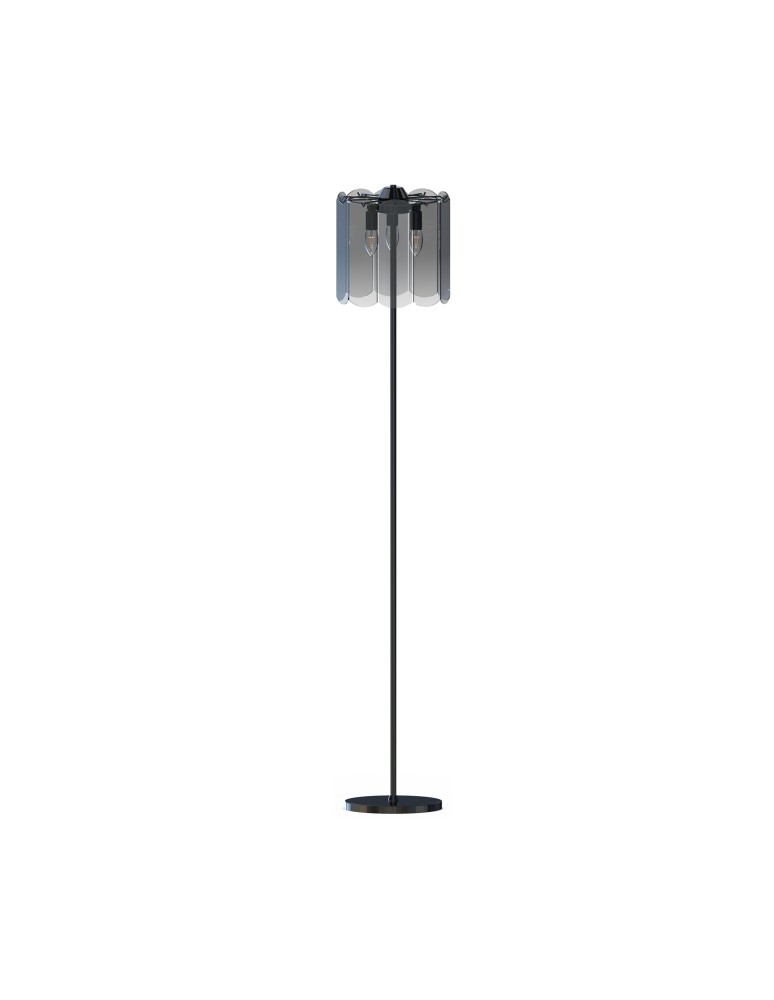 Glamour floor lamps - Zuma Line NIRA BLACK CHROME/DYMIONE GLASS ML3523-3-EBCN FLOOR PLATE - product kolory-swiatla.pl 2