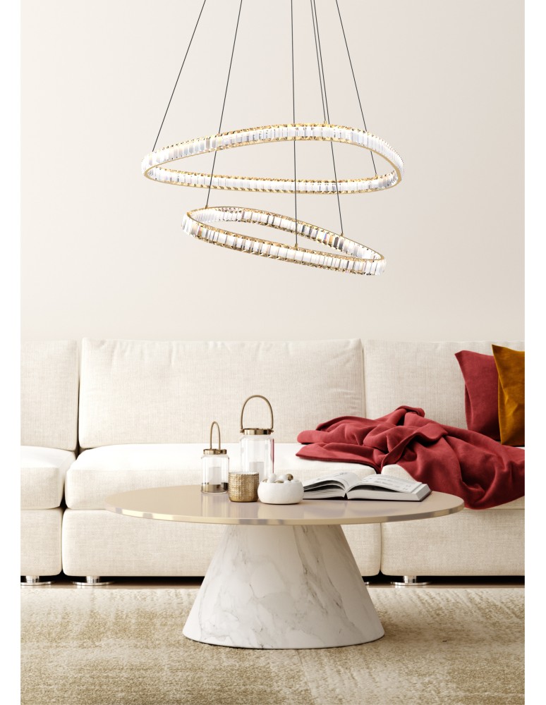 Glamour pendant lamps - Zuma Line ATHESA GOLD MD3169-2-3GT Pendant. - product kolory-swiatla.pl 6