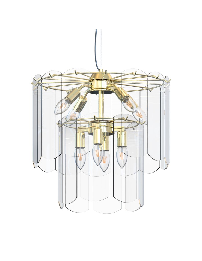 Glamour pendant lamps - Zuma Line NIRA GOLD/DARK GLASS MD3523-8M-EGN Pendant. - product kolory-swiatla.pl 2