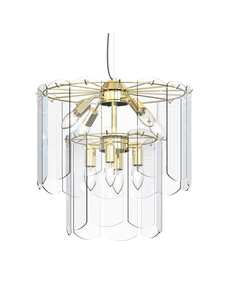 Glamour pendant lamps - Zuma Line NIRA GOLD/DARK GLASS MD3523-8M-EGN Pendant. - product kolory-swiatla.pl 3