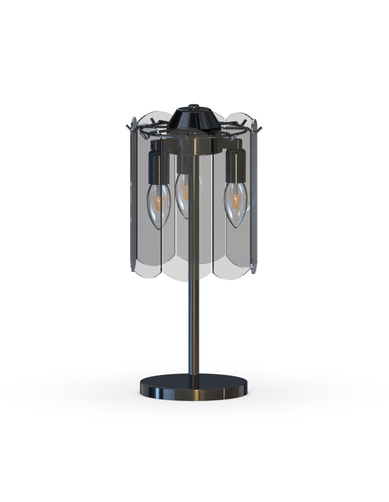 Glamour table lamps - Zuma Line NIRA BLACK CHROME/DYMIONE GLASS MT3523-3S-EBCN TABLE TOWER - product kolory-swiatla.pl 2