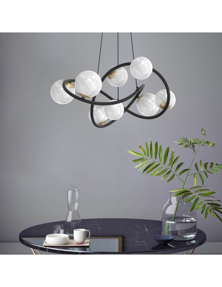 Pendant lamps spheres - Zuma Line NISYRO BLACK/GOLD MAT MD4922-8-EBGN Pendant. - product kolory-swiatla.pl 3