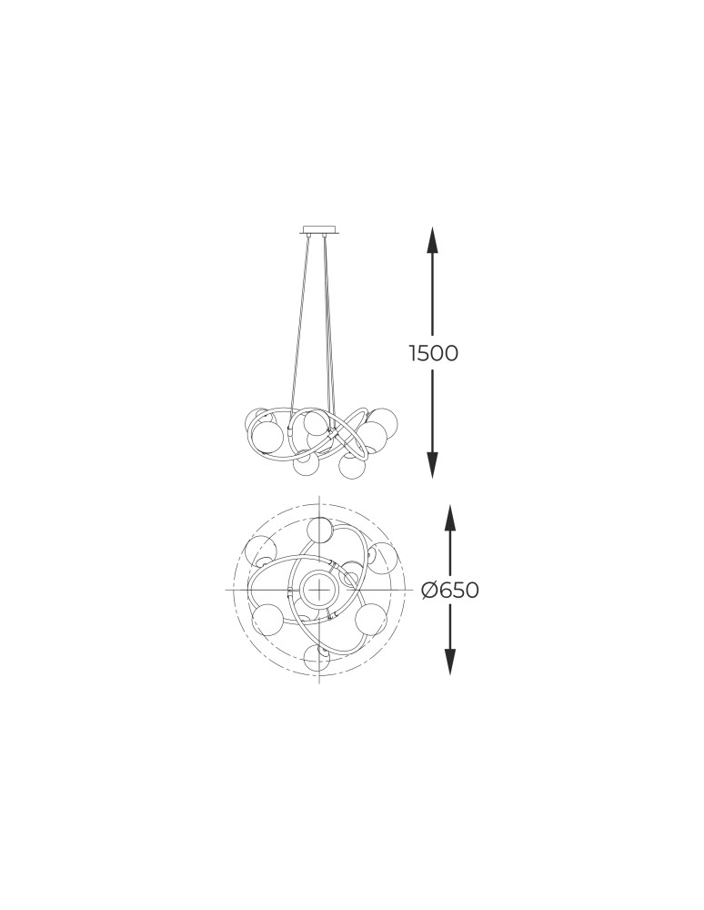 Pendant lamps spheres - Zuma Line NISYRO BLACK/GOLD MAT MD4922-8-EBGN Pendant. - product kolory-swiatla.pl 4