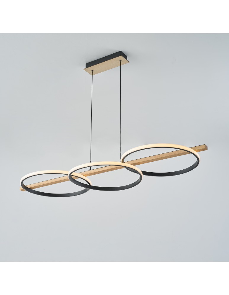 Pendant lamps over the island - Zuma Line ALMERIA BLACK/NATURAL WOOD MD3913-3-3BWLT Pendant. - product kolory-swiatla.pl 3