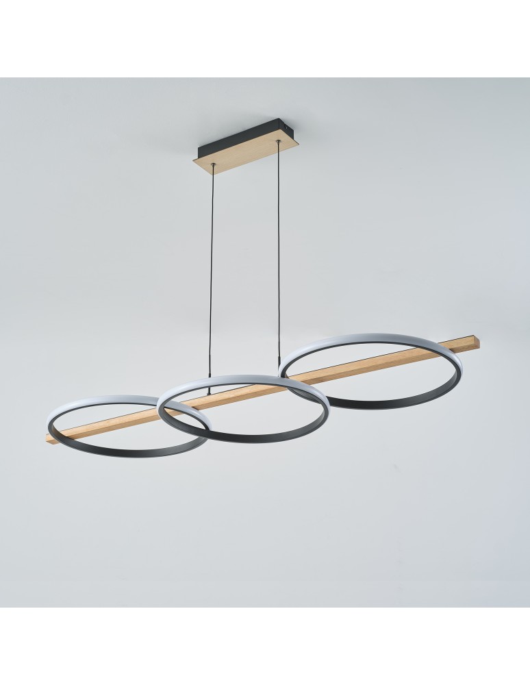 Pendant lamps over the island - Zuma Line ALMERIA BLACK/NATURAL WOOD MD3913-3-3BWLT Pendant. - product kolory-swiatla.pl 4