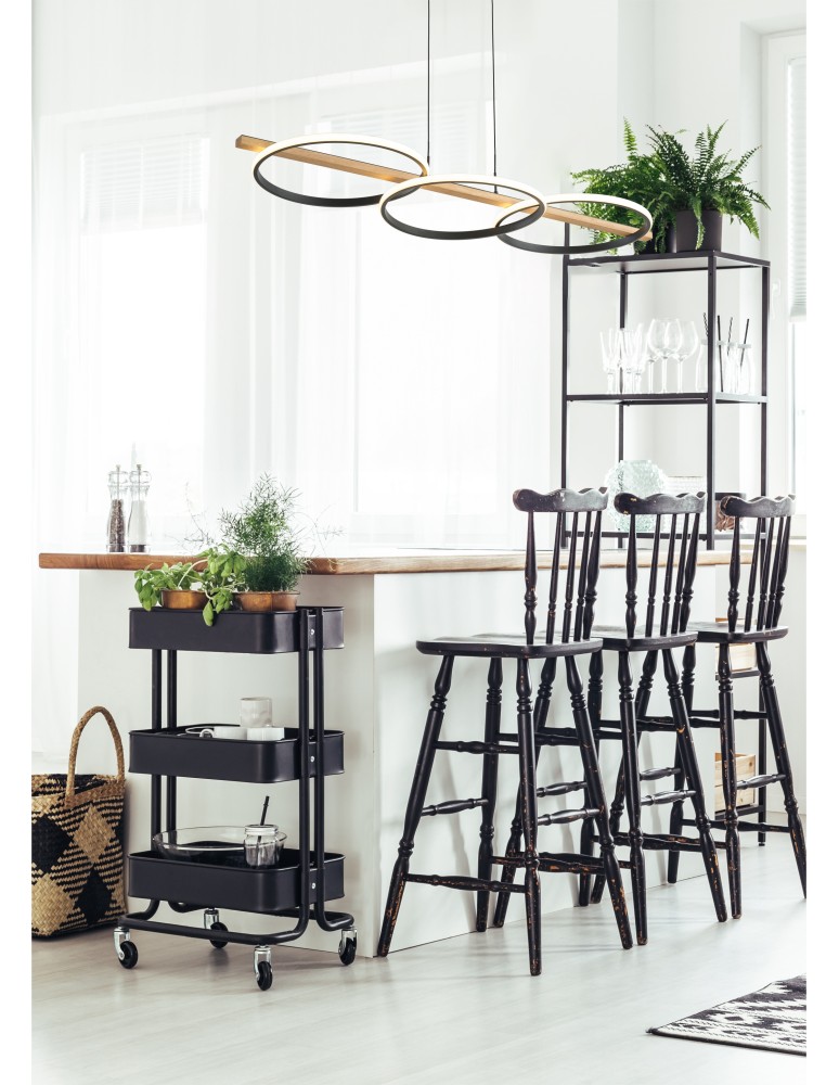 Pendant lamps over the island - Zuma Line ALMERIA BLACK/NATURAL WOOD MD3913-3-3BWLT Pendant. - product kolory-swiatla.pl 6
