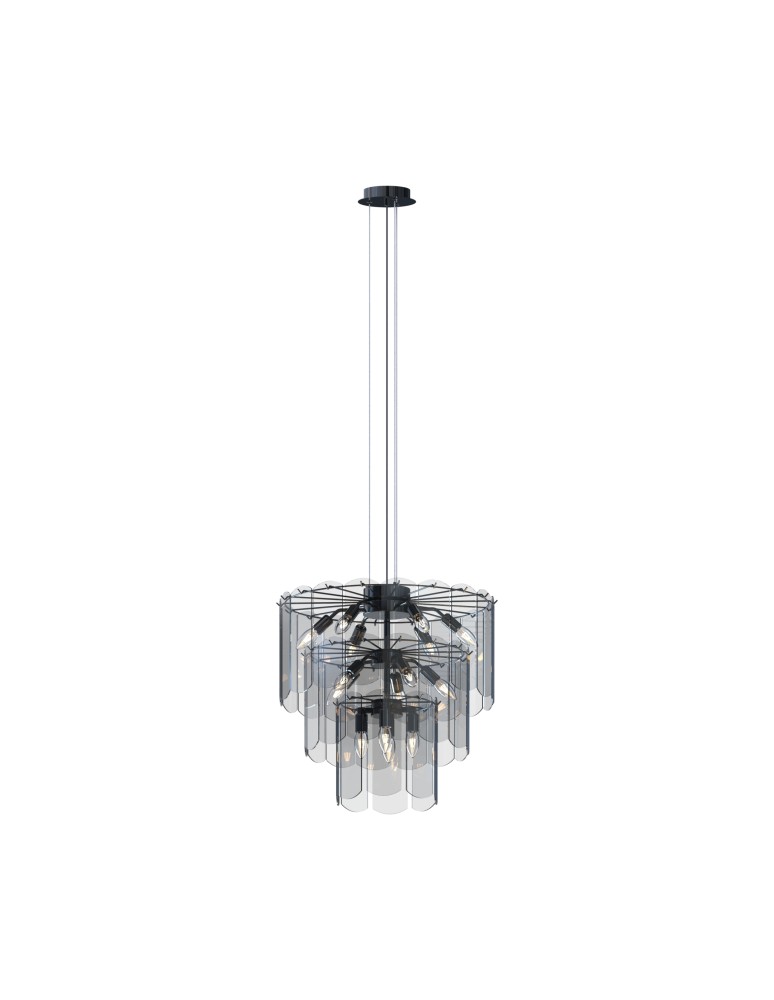 Glamour pendant lamps - Zuma Line NIRA BLACK CHROME/DYMIONE GLASS MD3523-14L-EBCN Pendant. - product kolory-swiatla.pl 1