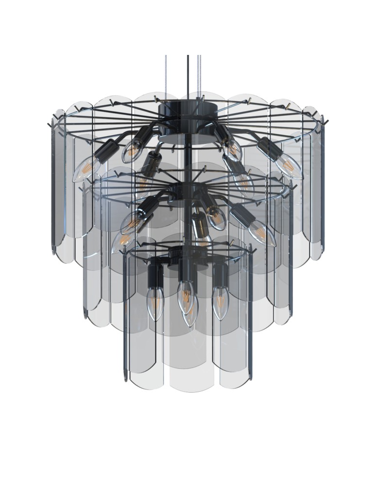 Glamour pendant lamps - Zuma Line NIRA BLACK CHROME/DYMIONE GLASS MD3523-14L-EBCN Pendant. - product kolory-swiatla.pl 2