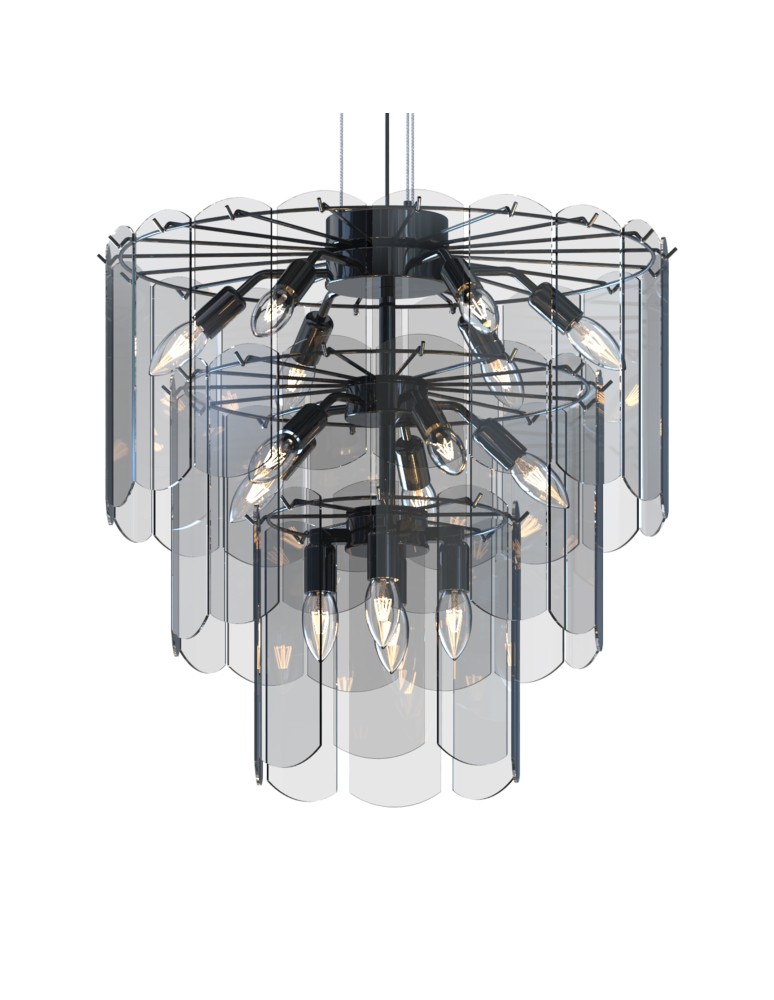 Glamour pendant lamps - Zuma Line NIRA BLACK CHROME/DYMIONE GLASS MD3523-14L-EBCN Pendant. - product kolory-swiatla.pl 3