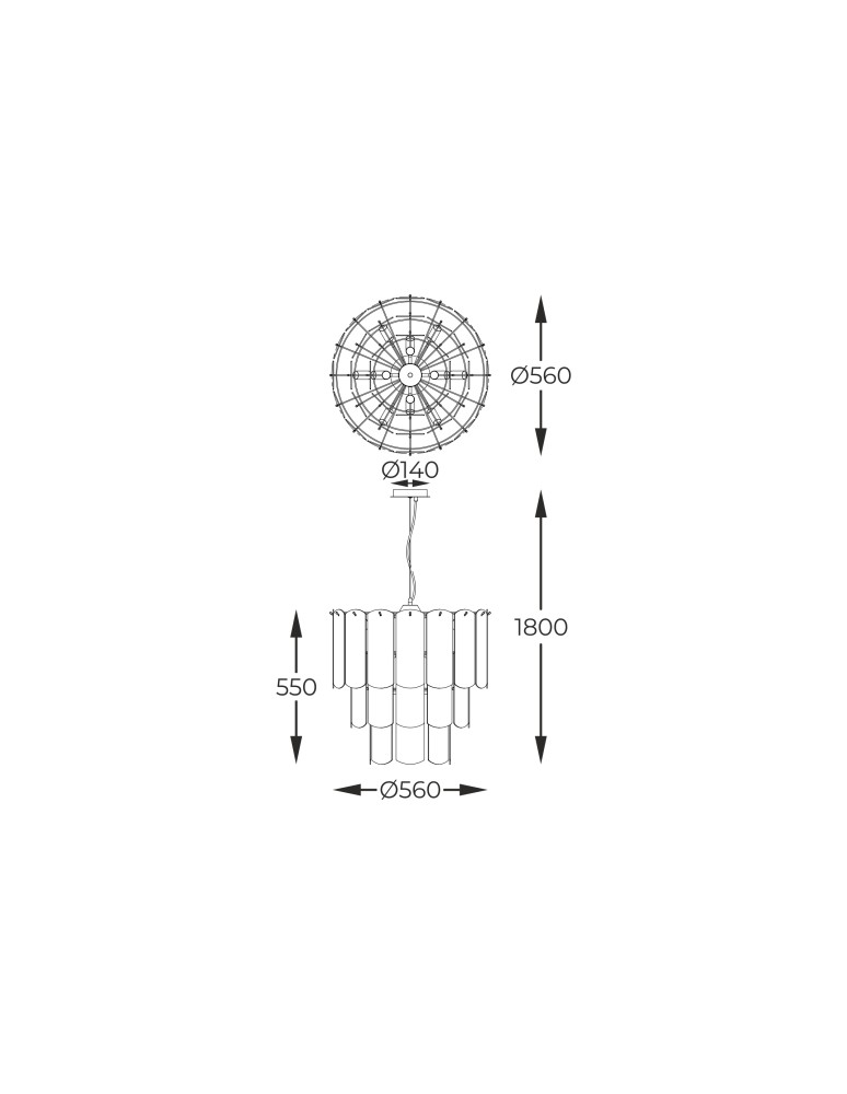 Glamour pendant lamps - Zuma Line NIRA BLACK CHROME/DYMIONE GLASS MD3523-14L-EBCN Pendant. - product kolory-swiatla.pl 5