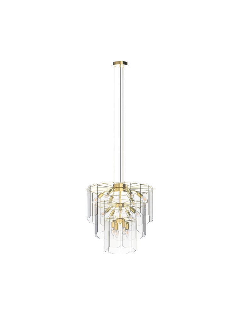 Glamour pendant lamps - Zuma Line NIRA GOLD/ TRANSLATIVE GLASS MD3523-14L-EGN Pendant. - product kolory-swiatla.pl 1