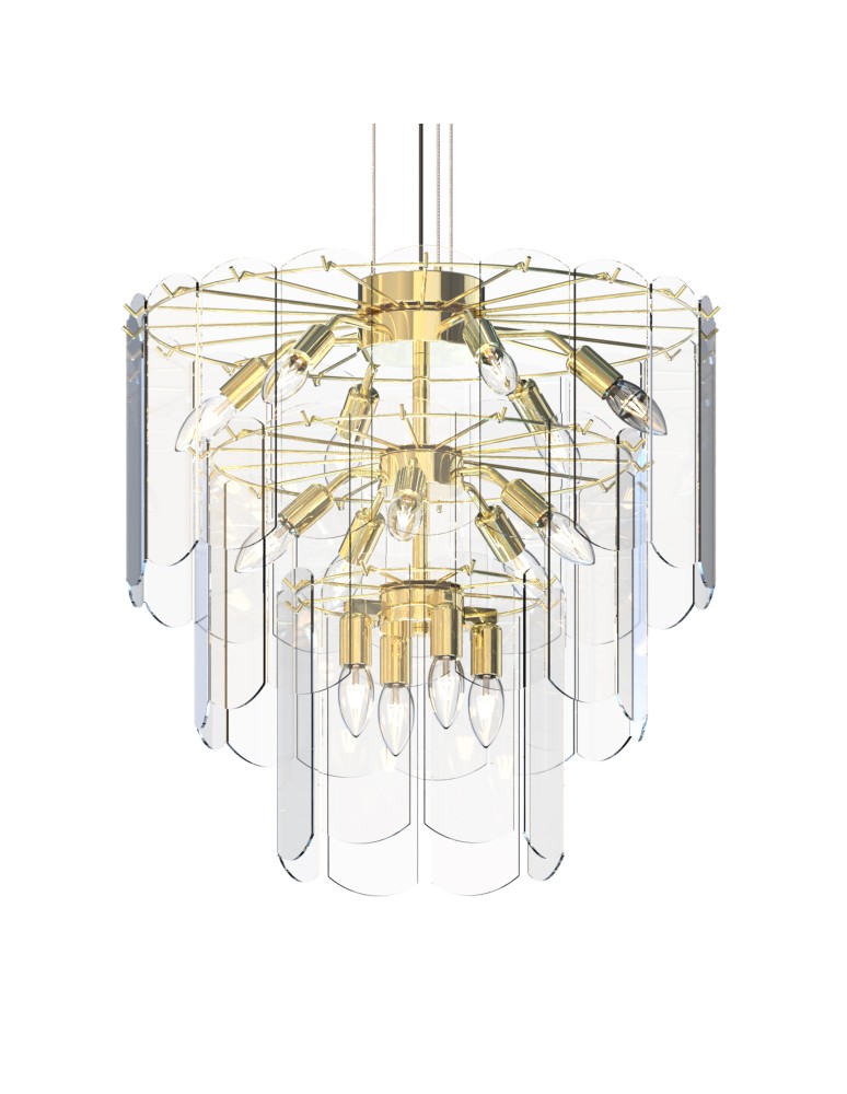 Glamour pendant lamps - Zuma Line NIRA GOLD/ TRANSLATIVE GLASS MD3523-14L-EGN Pendant. - product kolory-swiatla.pl 2