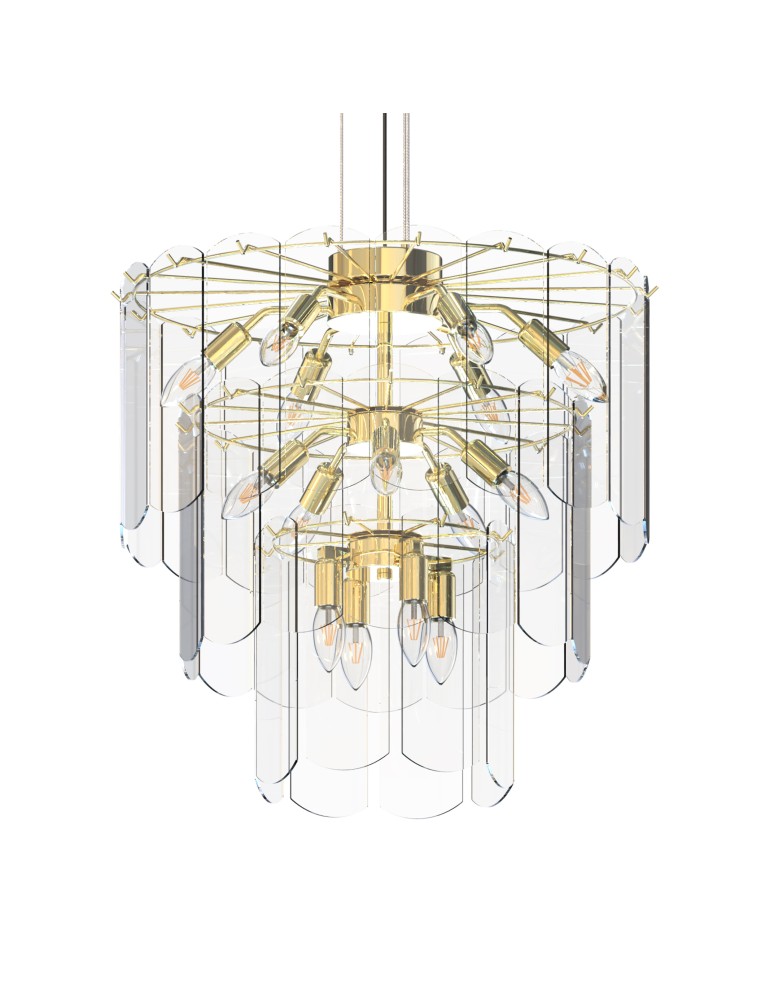 Glamour pendant lamps - Zuma Line NIRA GOLD/ TRANSLATIVE GLASS MD3523-14L-EGN Pendant. - product kolory-swiatla.pl 3