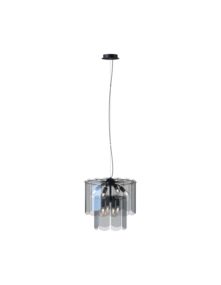 Glamour pendant lamps - Zuma Line NIRA BLACK CHROME/DYMIONE GLASS MD3523-8M-EBCN Pendant. - product kolory-swiatla.pl 1