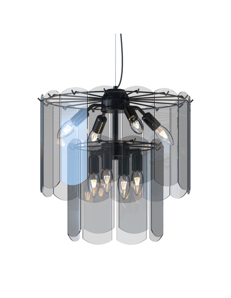 Glamour pendant lamps - Zuma Line NIRA BLACK CHROME/DYMIONE GLASS MD3523-8M-EBCN Pendant. - product kolory-swiatla.pl 3