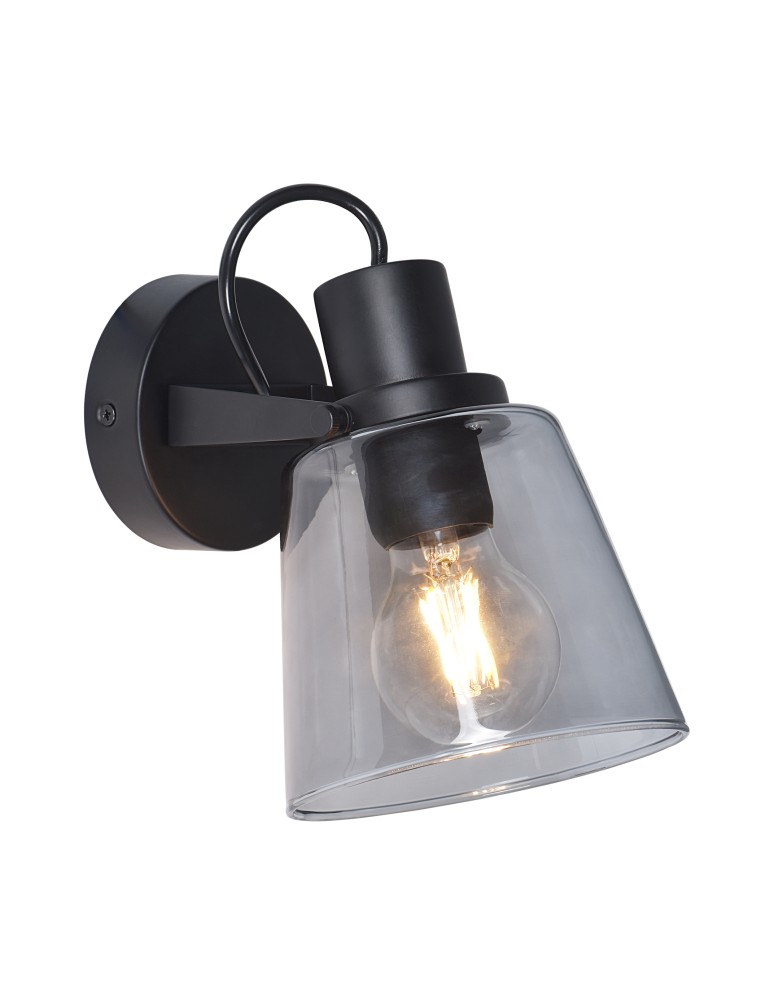 Loft wall lamps - industrial - Zuma Line BADOSA BLACK/DYMIONE GLASS S230827401 SHINKIT. - product kolory-swiatla.pl 2