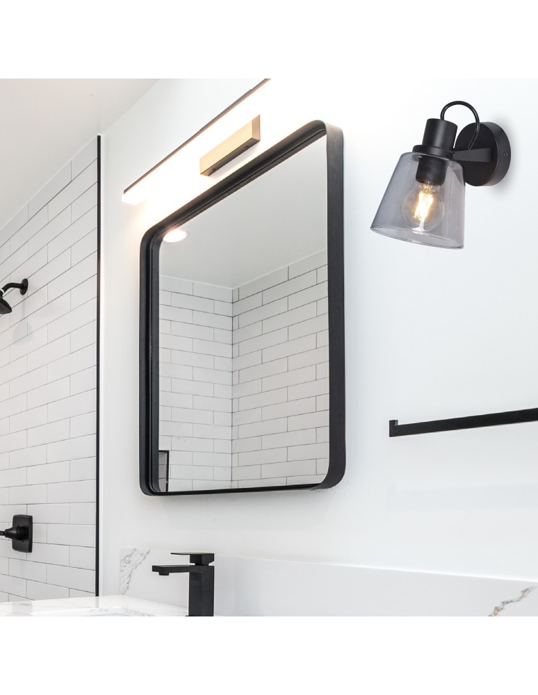 Loft wall lamps - industrial - Zuma Line BADOSA BLACK/DYMIONE GLASS S230827401 SHINKIT. - product kolory-swiatla.pl 3