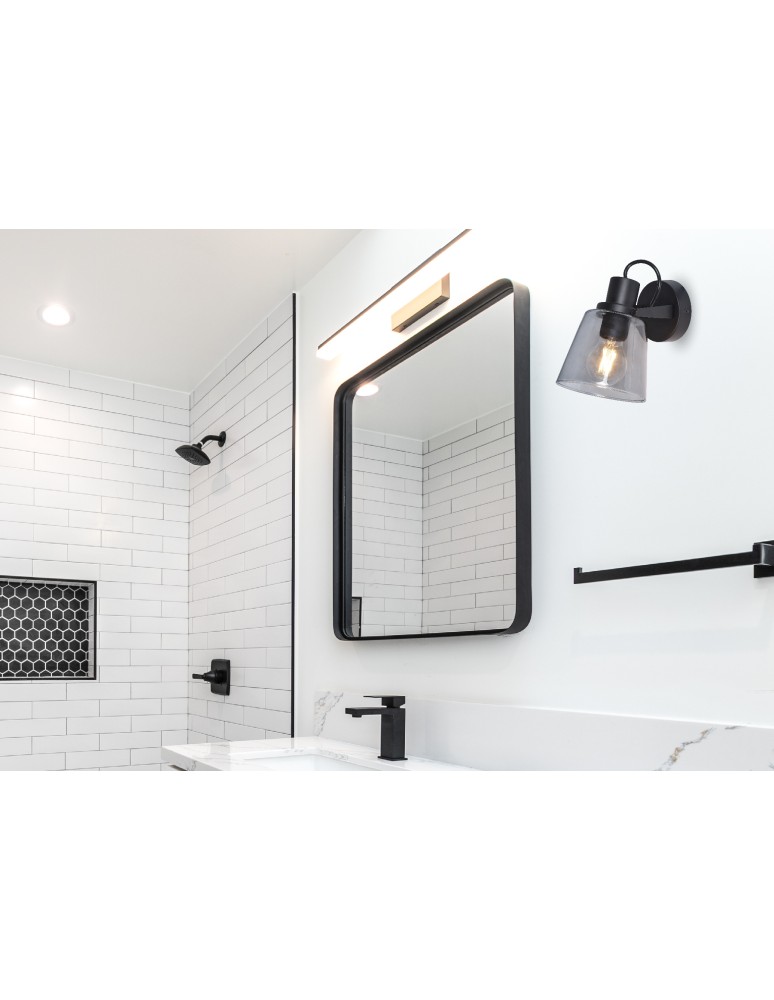 Loft wall lamps - industrial - Zuma Line BADOSA BLACK/DYMIONE GLASS S230827401 SHINKIT. - product kolory-swiatla.pl 5