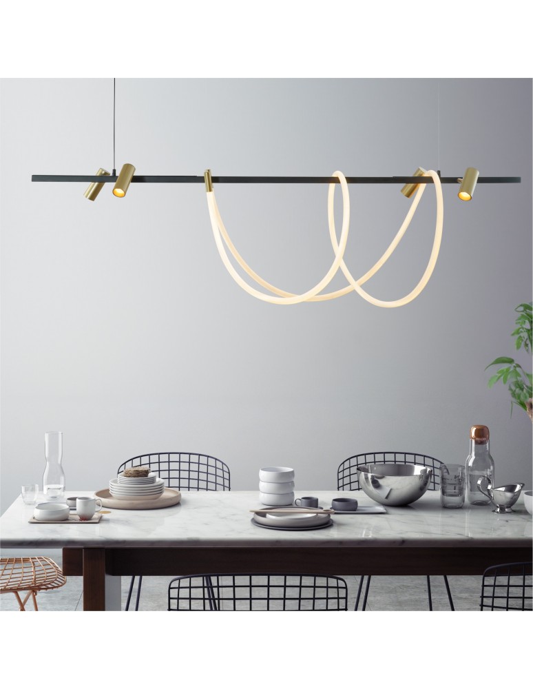 Pendant lamps over the island - Zuma Line BALBO BLACK MAT/GOLD MAT 2200277L pendant - product kolory-swiatla.pl 3