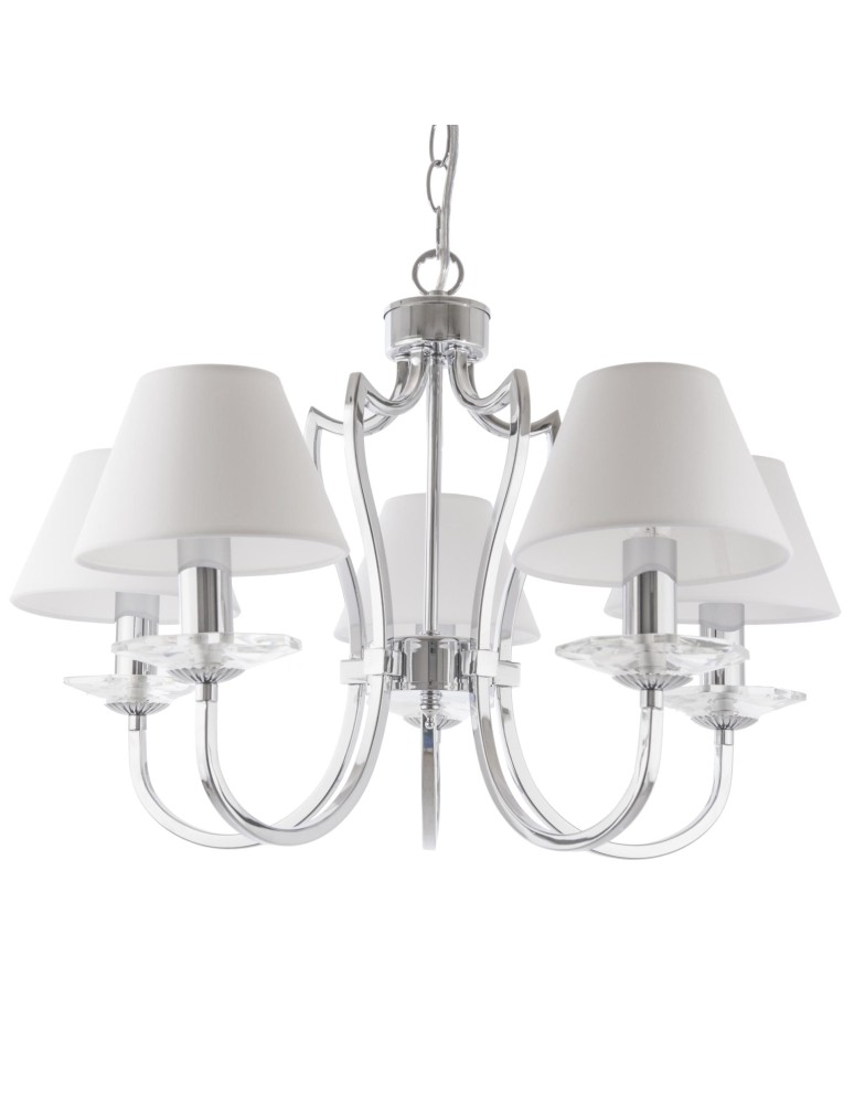 Chandelier with lampshade - CosmoLight RIGA pendant lamp P05762CH-WH - product kolory-swiatla.pl 1