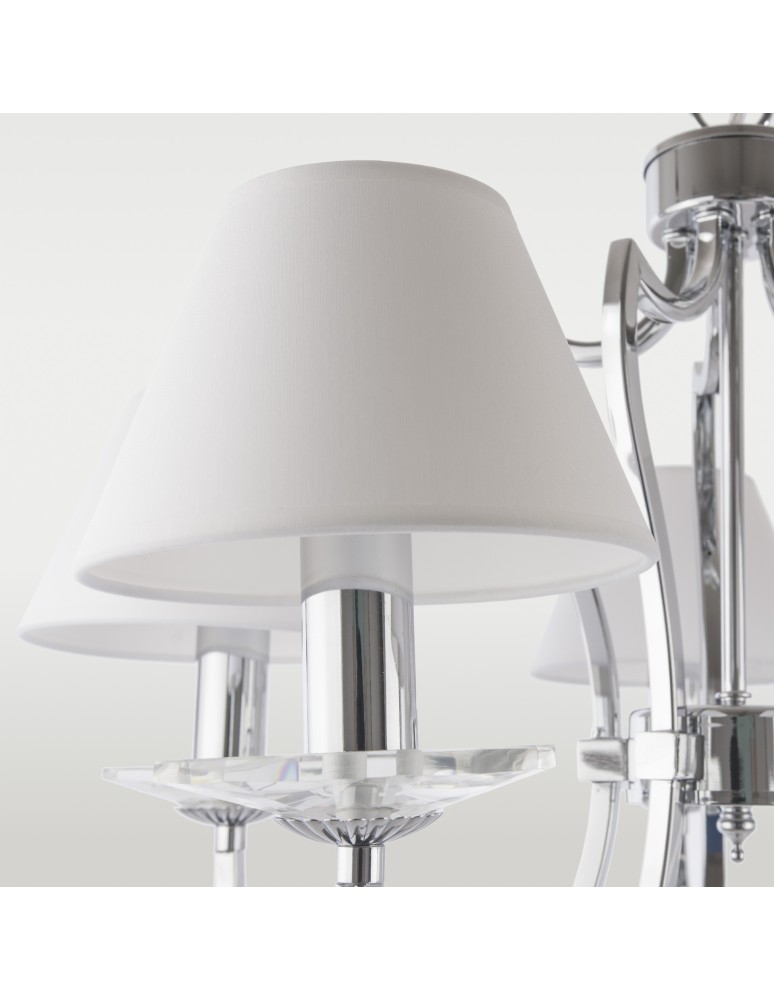 Chandelier with lampshade - CosmoLight RIGA pendant lamp P05762CH-WH - product kolory-swiatla.pl 2