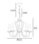 Chandelier with lampshade - CosmoLight RIGA pendant lamp P05762CH-WH - product 3