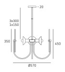 4 point chandelier - CosmoLight MODENA pendant lamp P04814BR - product 3