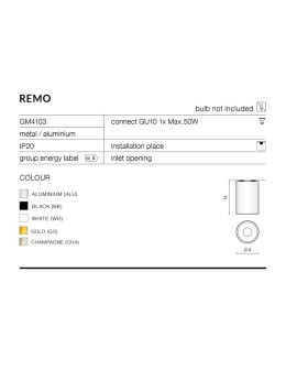Azzardo REMO WHITE 1xGU10 Natynkowa Biały AZ0819 - produkt 2