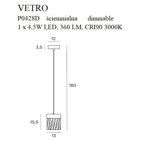 MAXLight Vetro P0428d Lampa Wisząca